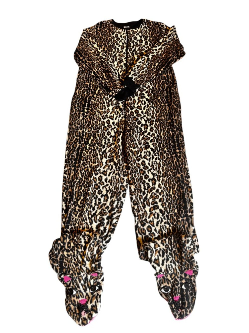 Nick & Nora Leopard Print Footed Pajama Onesie Women’s Size Small Animal Costume